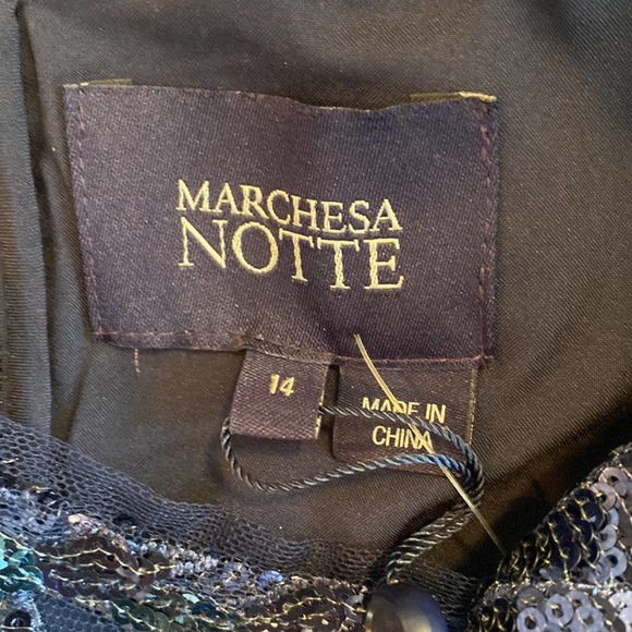 Marchesa Notte NWT Sequined Cocktail Dress Length Gown cutwork Midi 14 - Picture 10 of 15